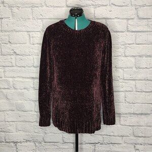 Nwt Orvis Chenille women's plum knit hi - low pullover sweater Sz M